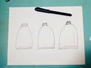 Drawing of three jars on one piece of paper.