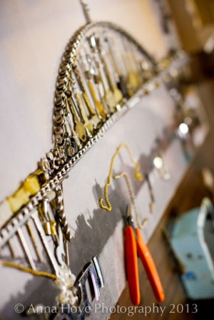 A cyanotype negative of Portland's Fremont Bridge made of found objects.